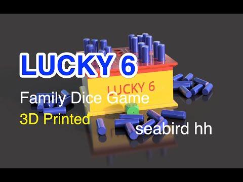 Lucky 6 - Funny Family Dice Game - 3D Printed