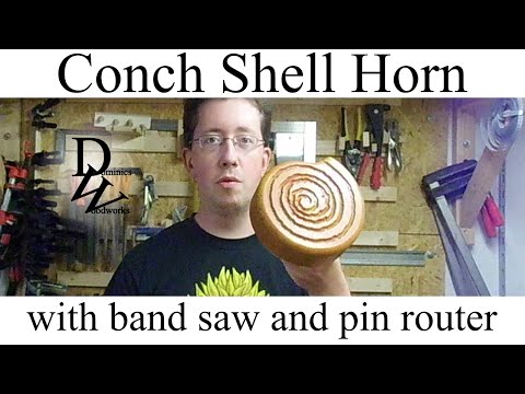 Make a wooden conch shell horn (band saw, pin router)