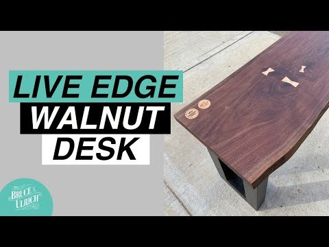 Making a Live Edge Walnut Slab Desk // Woodworking