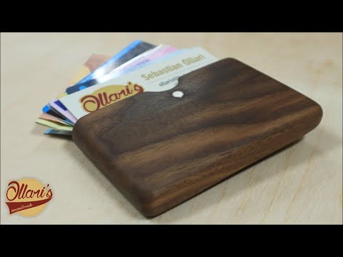 Making a modern walnut wood wallet / Business card holder