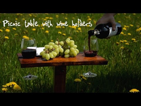 Making oaken foldable picnic table with wine holders - relaxing ASMR video