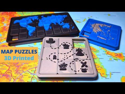 Map Sliding Puzzles - 3D Printed