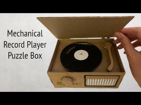 Mechanical Record Player Puzzle Box with Cardboard