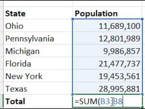 Microsoft Excel Sum Formula