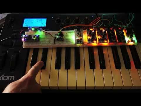 Midi to CV using Cytron Maker Nano 2040 with MCP4728 DAC for Microrack modular synth