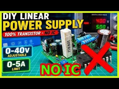 NO IC | 0&ndash;40V 0&ndash;5A Adjustable Linear Power Supply | 100% Transistor Design | JLCPCB
