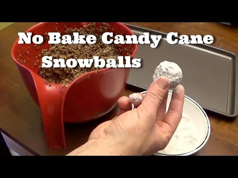 No Bake Candy Cane Snowballs