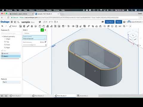 OnShape 11   Offset Lines, Hollow, Shell