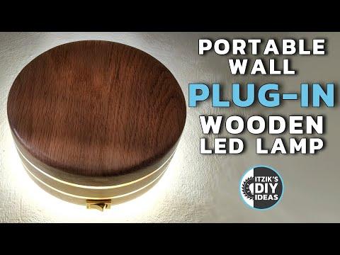 Plug-in Round Wood Wall LED Lamp DIY | Portable Circle Socket Plug Night Lamp | Homemade