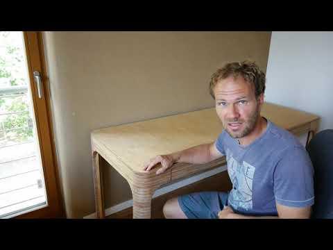 Plywood desk with rounded corners and legs