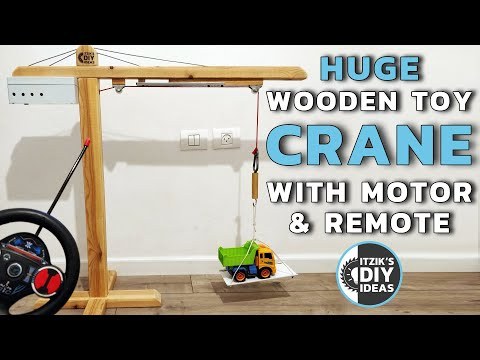 Powerful Huge Homemade Wooden Toy Crane DIY with Motor | Remote Control | Magnet - Part 1