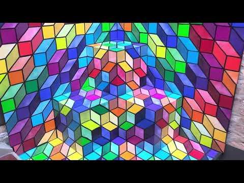 Rainbow cubes photo backdrop