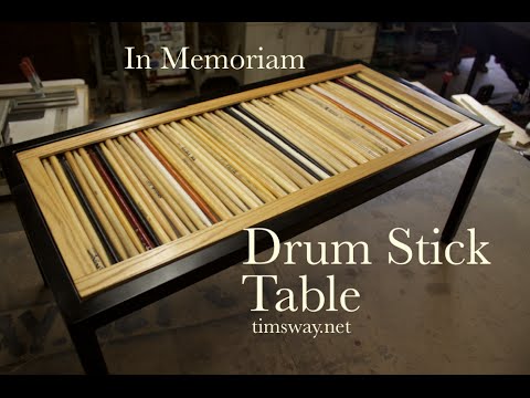 Reclaimed Wood, Steel and Drum Sticks Coffee Table