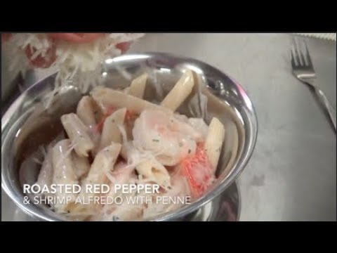 Roasted Red Pepper &amp;amp; Shrimp Alfredo With Penne