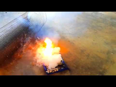 Rupturing of a Lithium battery.