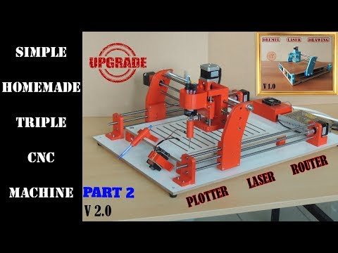 SIMPLE HOMEMADE TRIPLE CNC MACHINE : BRUSHLESS MOTOR - LASER - PLOTTER PART 2