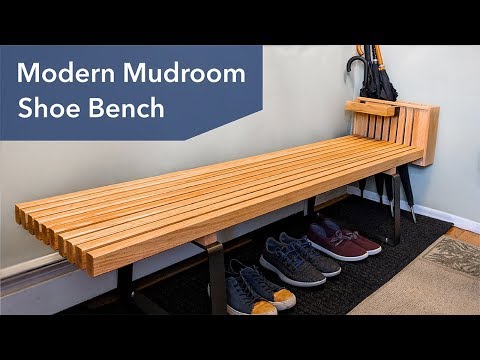 Slatted Mudroom Shoe Bench