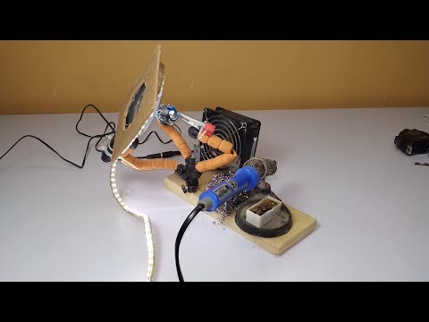 Soldering stand upgrade with fan and light