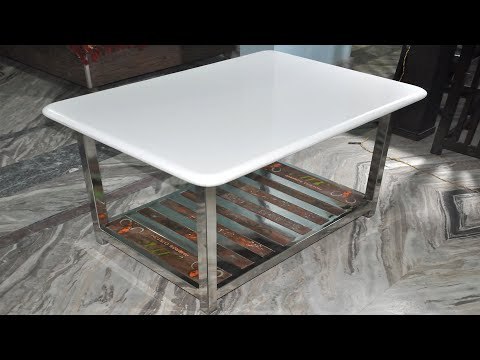 Stainless Steel Dining Table with Ceramic Top using stick welding - By Ambros Custom