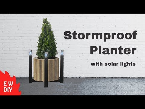 Storm proof Planter with solar lights.