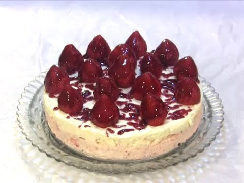 Strawberry and  White Chocolate No Bake  Cheesecake