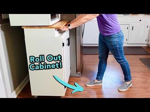 This Kitchen Island Stores Under the Cabinet