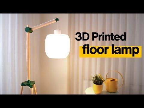 This floor lamp is 3D printed and made of wood