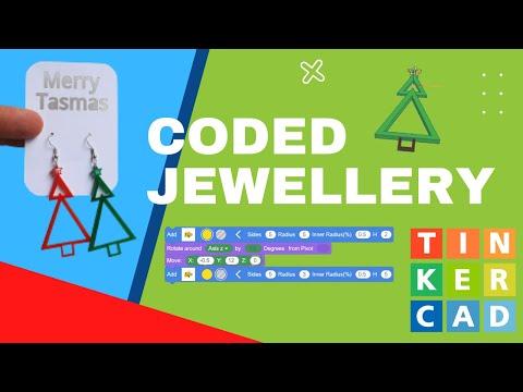 TinkerCad Coded Jewellery - Lasercut Christmas Earings