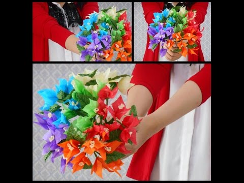 Tissue paper Flowers Bouquet : Rainbow Bougainvillea