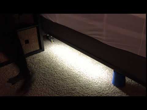 Under bed PIR sensor activated LED lighting with timer