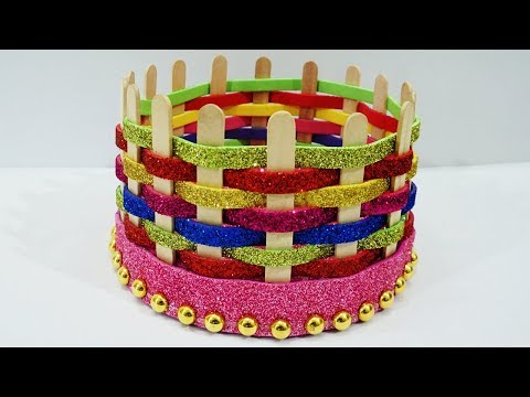 Very Easy Best Out of Waste Popsicle Sticks Craft Idea | DIY Chocolate Basket | Easy Craft Ideas