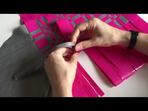 Weaving duck tape heart bag