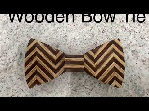 Wooden Bow Tie - Chevron Pattern