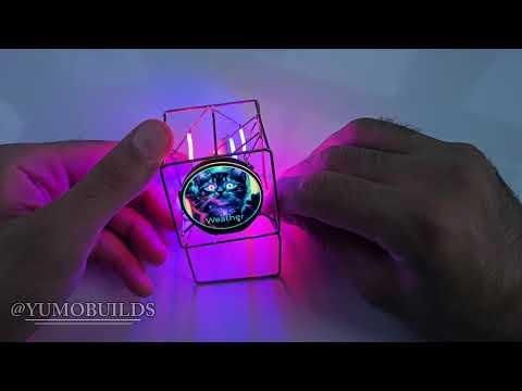 YUMO SMART CUBE (Waveshare/ESP32-S3)Touchscreen&mdash;Brass Wire Sculpture, Round Touch Display &amp; RGB LEDs