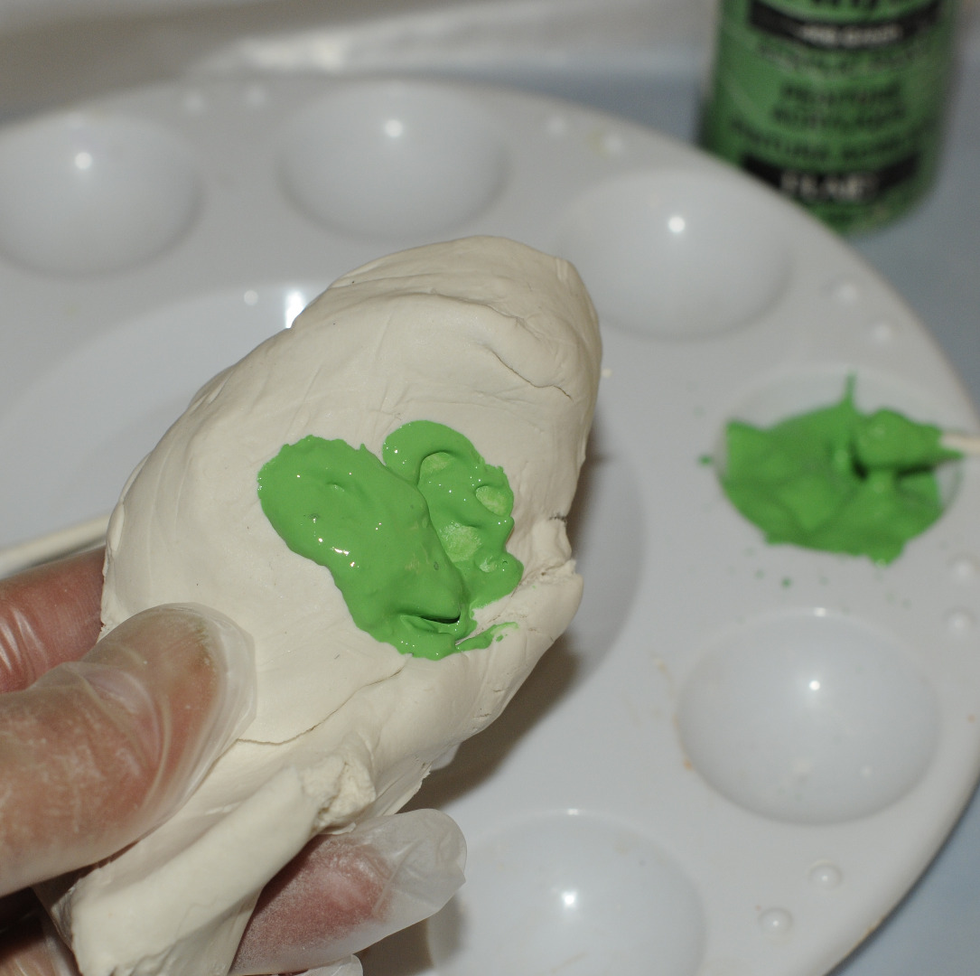 adding paint to air dry clay.JPG