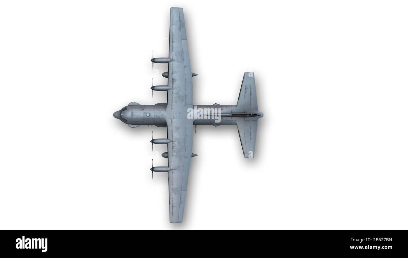 bomber-military-plane-isolated-on-white-background-top-view-2B627BN.jpg