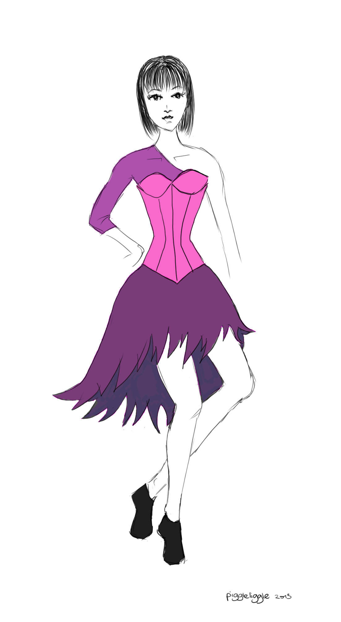 boom fashion illustration damn straightin pink and purple gal.jpg