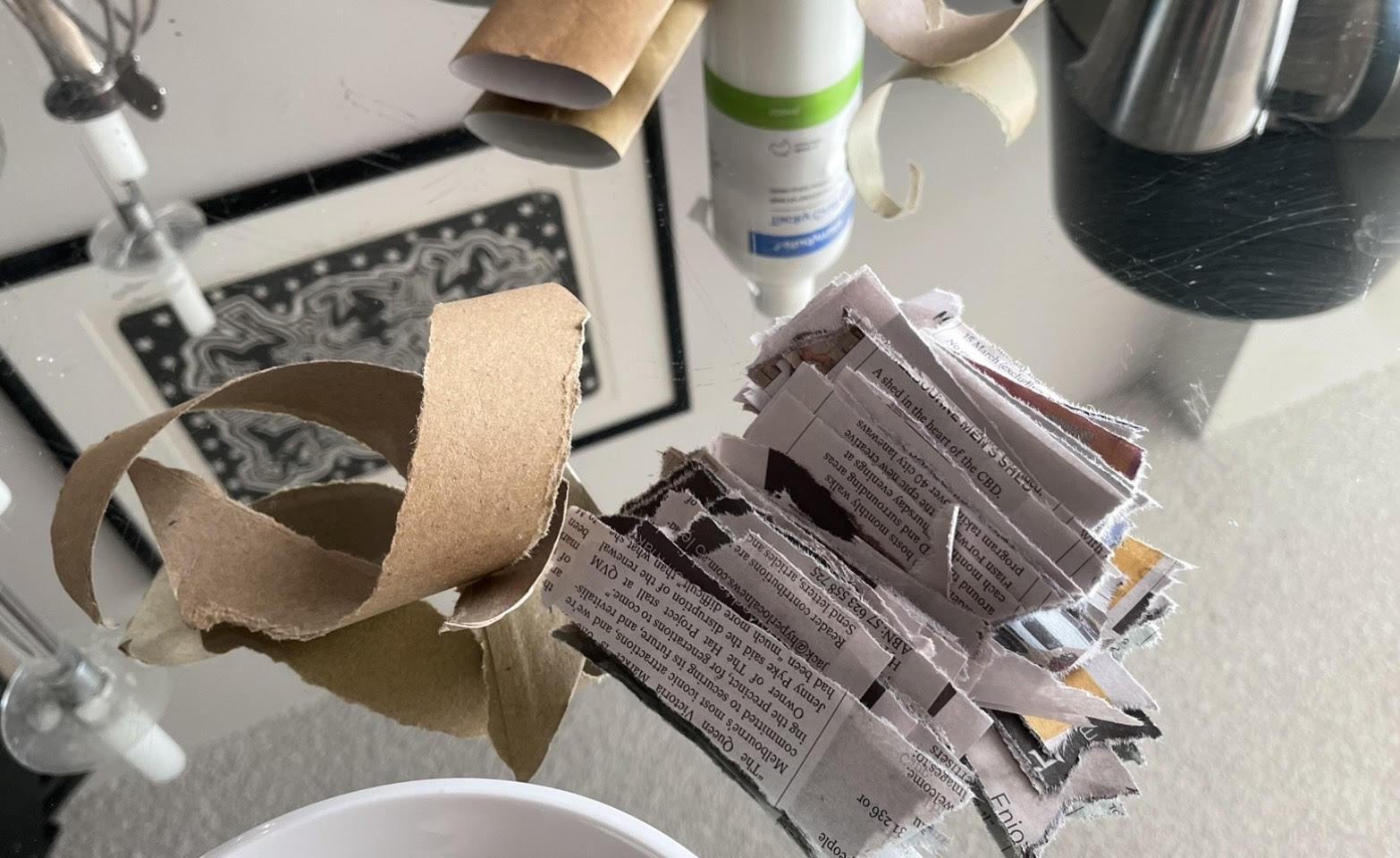 cardboard and ripped newspaper.jpg