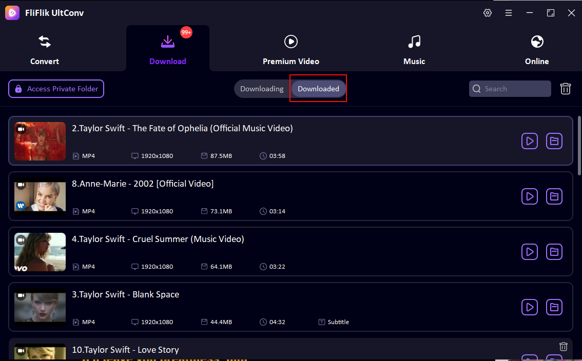 check downloaded playlist in ultconv.png