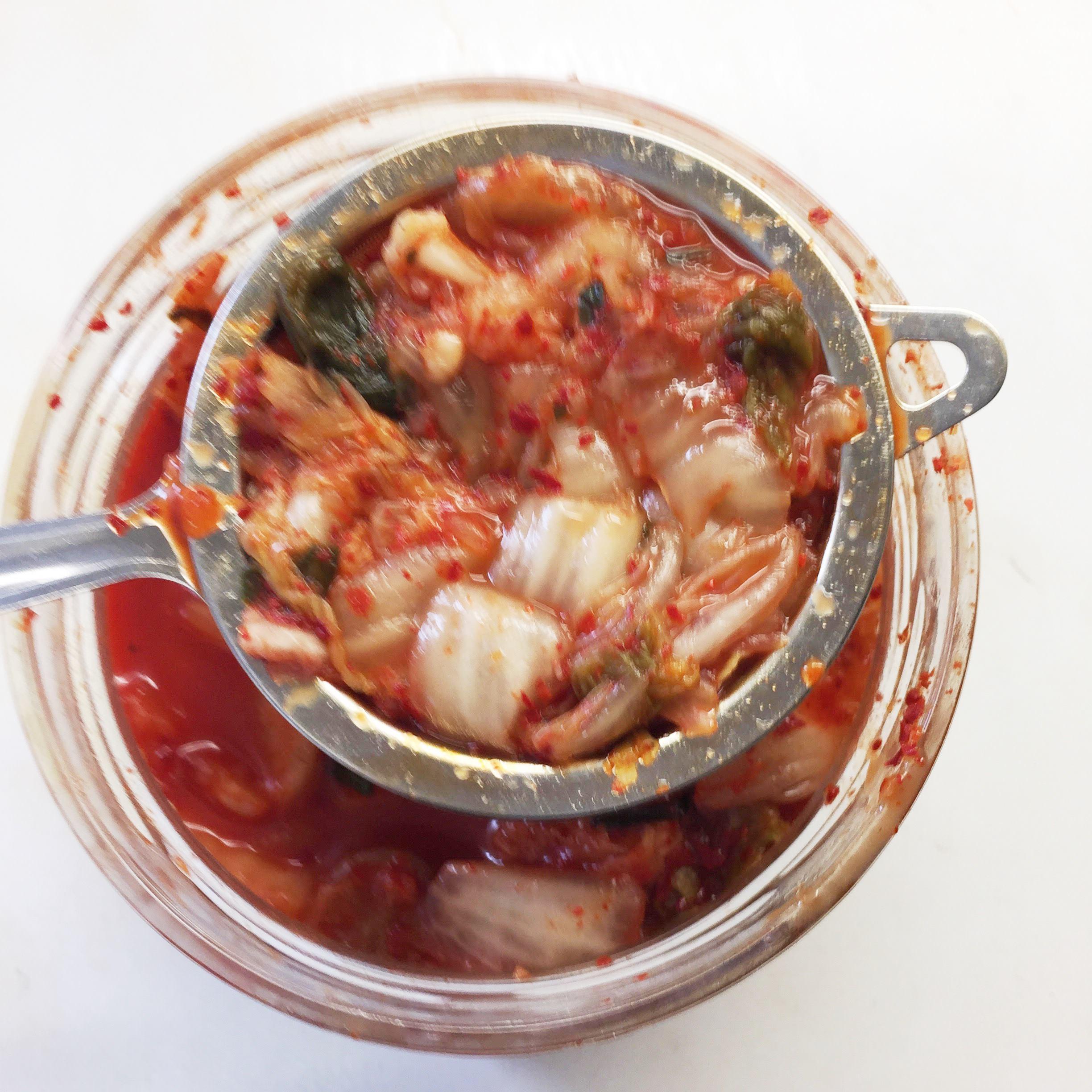 e kimchi in strainer.jpg