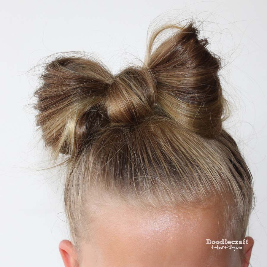 hair hair bow bun top knot easy diy updo lady gaga hairdo (10).JPG