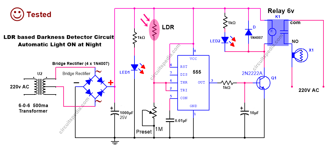 ldr circuit darkness sensor circuit diagram.png