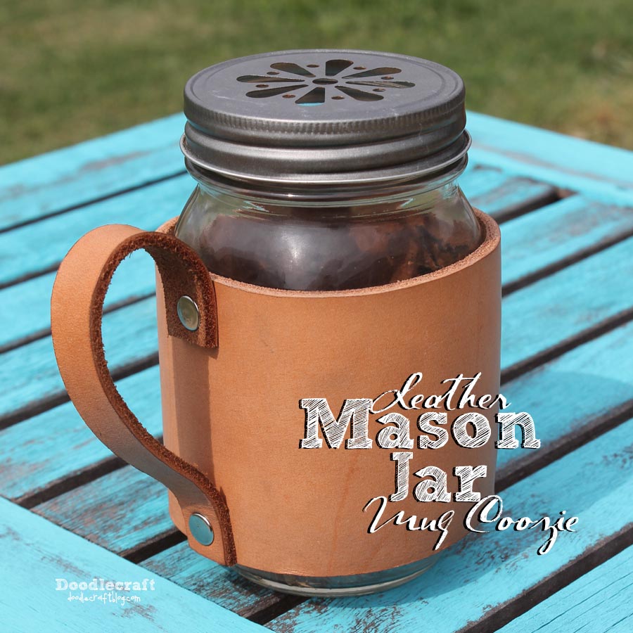 leather mason jar mug coozie easy diy guy gift man father's day dad gift ideas rustic cool (1).JPG