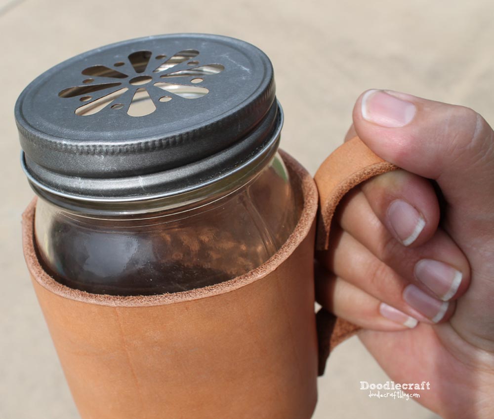 leather mason jar mug coozie easy diy guy gift man father's day dad gift ideas rustic cool (14).JPG