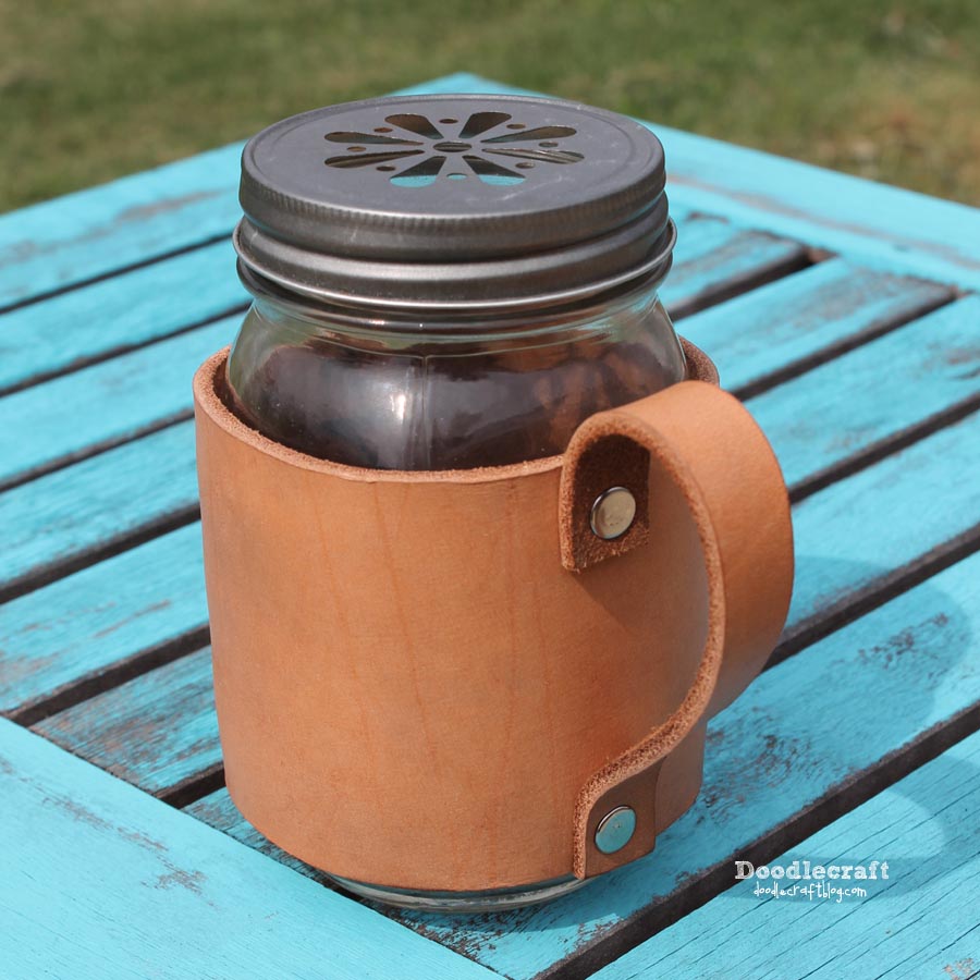leather mason jar mug coozie easy diy guy gift man father's day dad gift ideas rustic cool (18).JPG