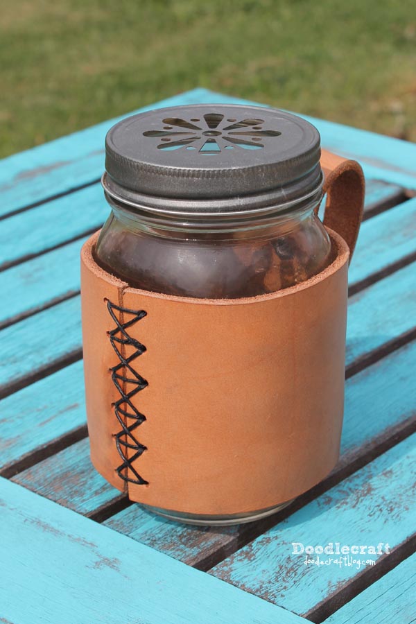 leather mason jar mug coozie easy diy guy gift man father's day dad gift ideas rustic cool (21).JPG
