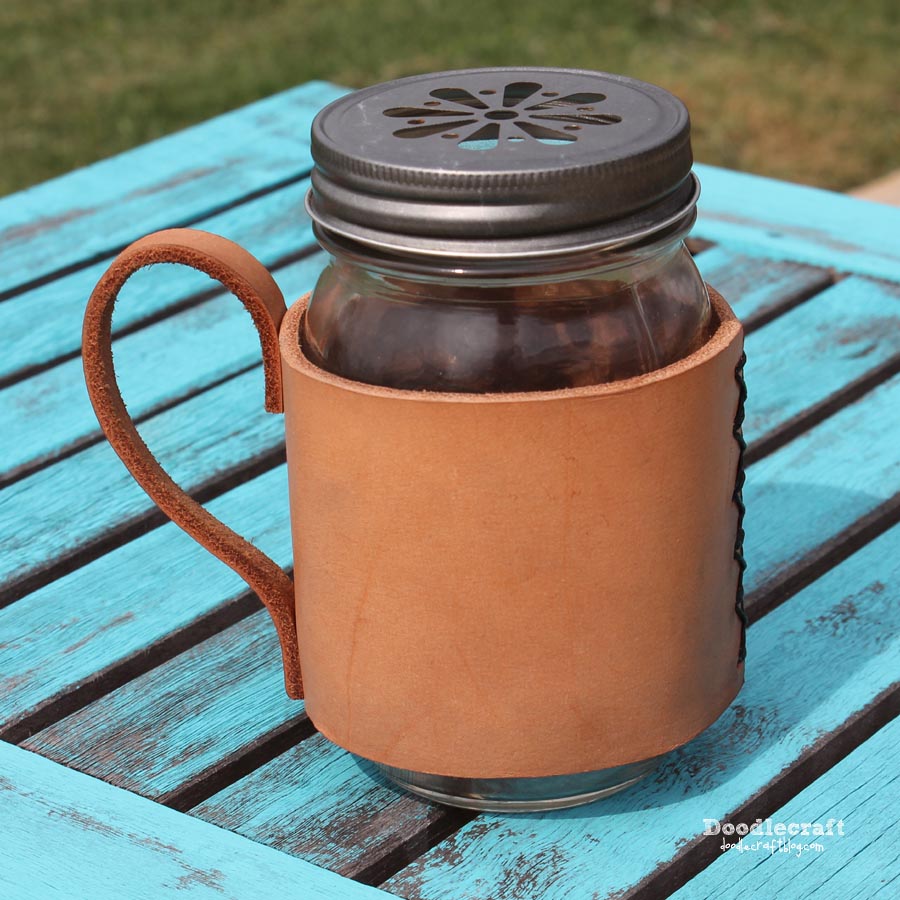 leather mason jar mug coozie easy diy guy gift man father's day dad gift ideas rustic cool (25).JPG