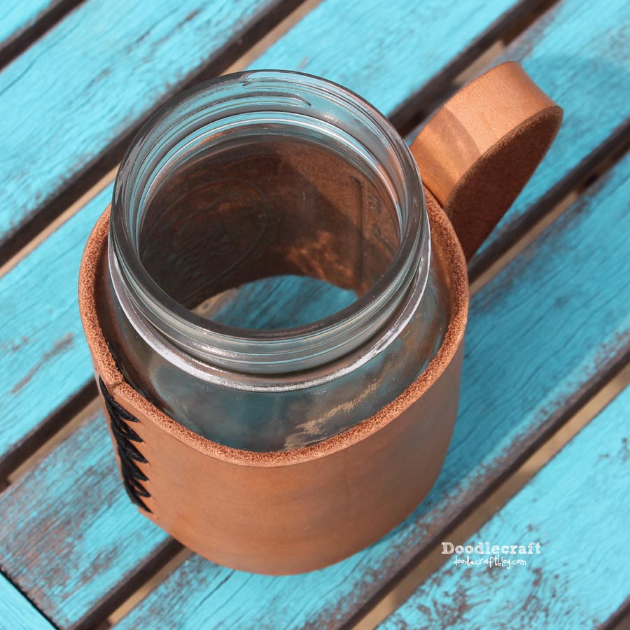 leather mason jar mug coozie easy diy guy gift man father's day dad gift ideas rustic cool (9).JPG