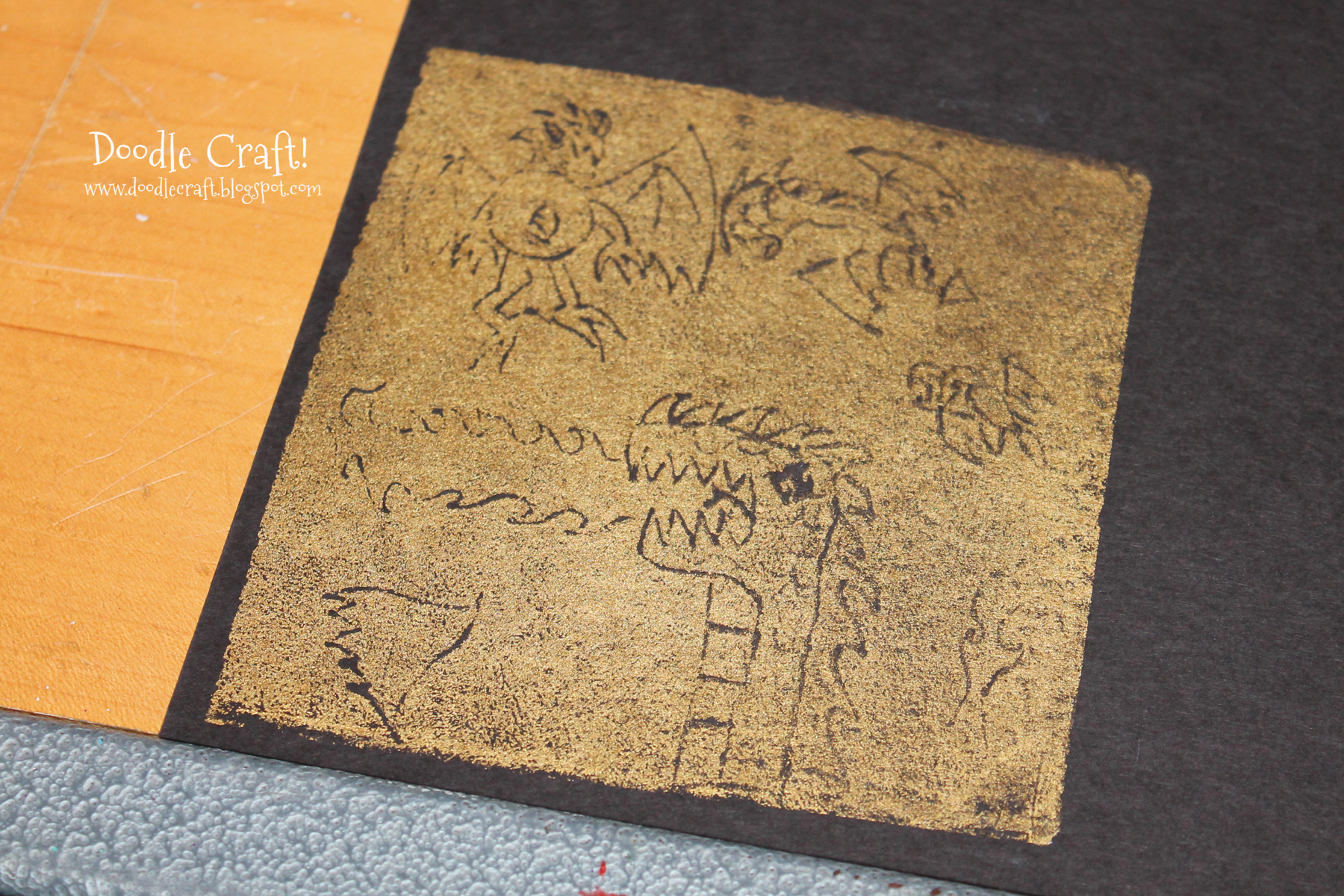 lino prints kids crafts gold dragons impressions lithograph block printing simple.jpg