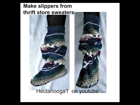 make slippers from thrift store sweater, recycle, repurpose, upcycle, diy